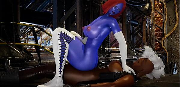  Futa X Men - Mystique gets creampied by Storm - 3D Porn